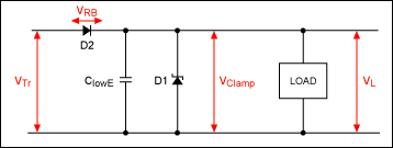 图6. 用二极管取代图5中的保险丝，该电路不但提供过压保护并且提供负向瞬态电压保护和电池反接保护。