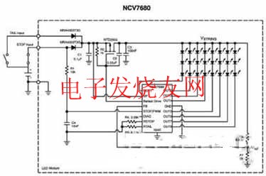 NCV7680刹车灯应用框图