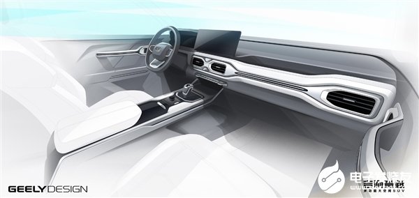 吉利全新中型SUV内饰设计图公布 悬浮式中控大屏和电子档把十分抢眼