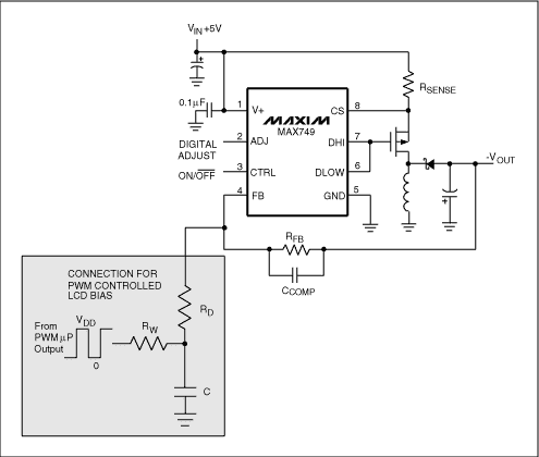 Figure 2. LCD driver with negative output voltage.