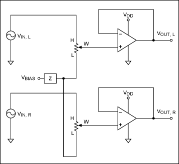 Figure 8. Passive bias networks and stereo signals.