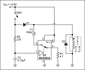 Figure 1. Analog switch lowers relay power dissipation.