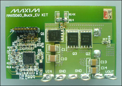 图8. MAX5060降压参考电路板，四层板。