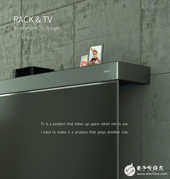 韩国设计师将电视音箱安放到电视上方位置，固定于墙面