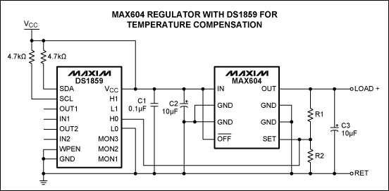 Figure 2. Temperature-compensation circuit for MAX604.