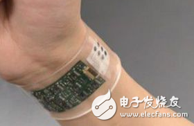 贴在手上的“创可贴”传感器，可刺激皮肤上的汗腺来收集生理数据