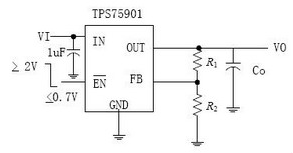 TPS75901电压调节器典型应用电路
