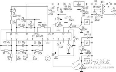 红外线传感控制器ZH9576的脚功能说明及应用实例