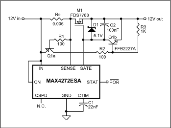 图3. 具有快速短路峰值电流限制功能的热插拔控制器
