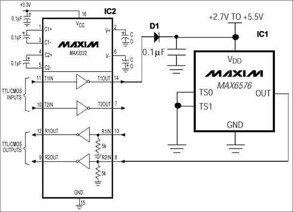 Figure 1. RS-232 powered temperature sensor.