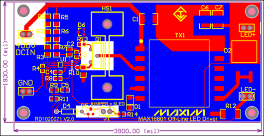 Figure 3. Board layout of the LED driver.