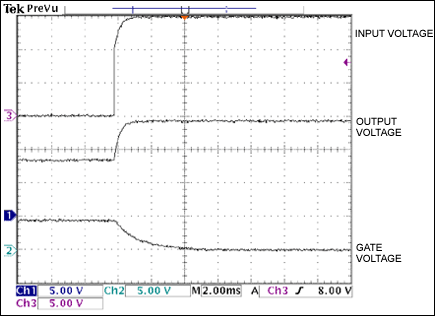 图3. 在快速恢复主电源供电时，图1输出响应不存在瞬态干扰。