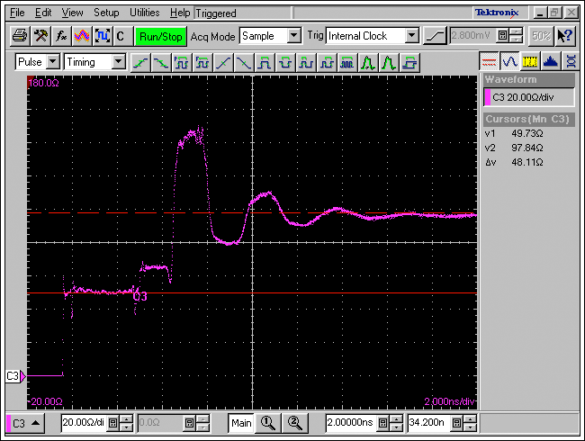 Figure 7. DATA1 PCB TDR impedance measurement.