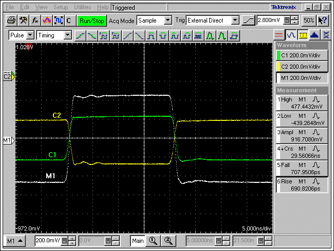 Figure 10. Measurement of the DATA1/NDATA1 signal from the generator.
