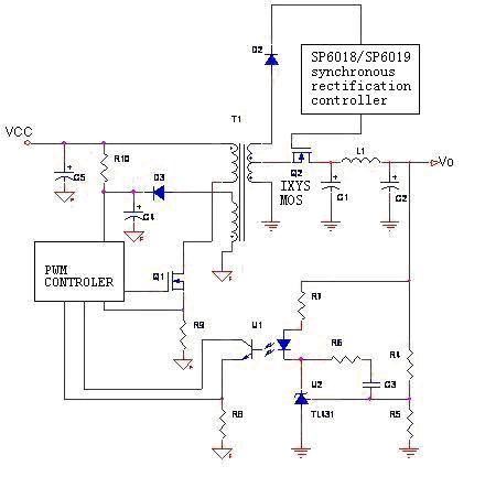 图3：适配器常用的反激同步整流控制电路。